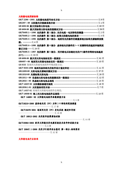 太阳能电池国家标准及行业标准-目录