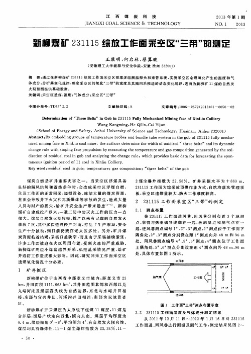 新柳煤矿231115综放工作面采空区＂三带＂的测定