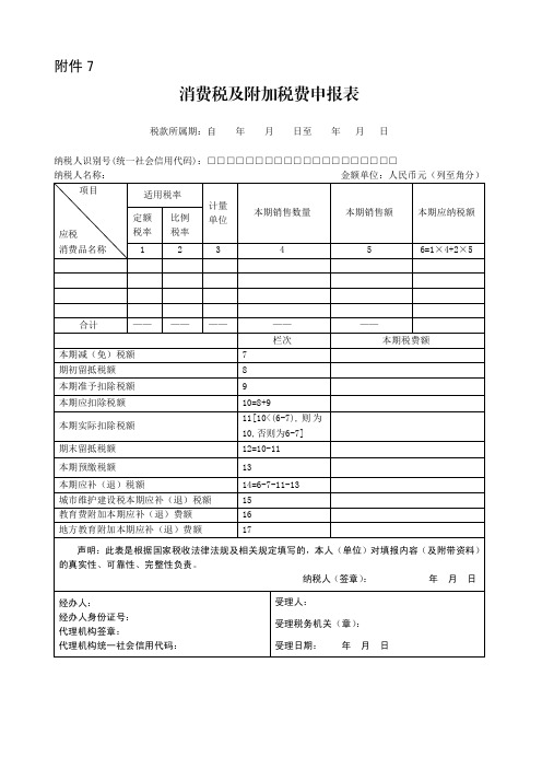 消费税及附加税费申报表