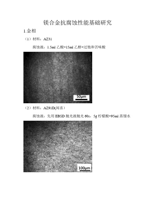 镁合金耐腐蚀性能研究