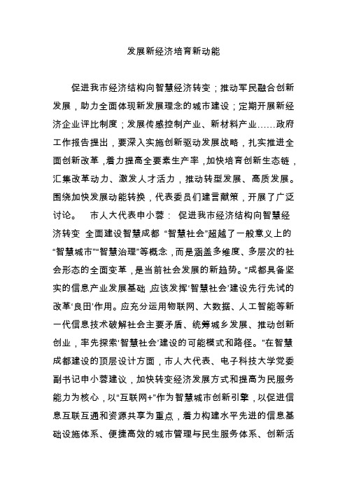 发展新经济培育新动能