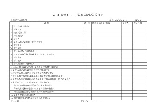 A3-A8检查表