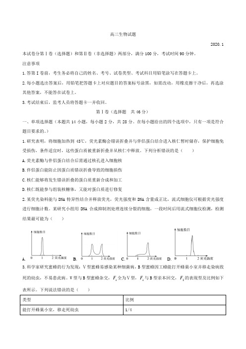 山东省德州市2020届高三上学期期末考试生物试题附答案