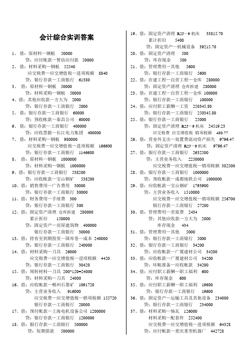 会计综合实训答案