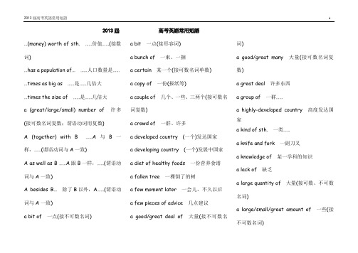 2013届高考英语作文常用语大全