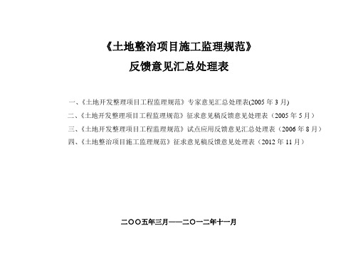 土地整治项目施工监理规范   反馈意见