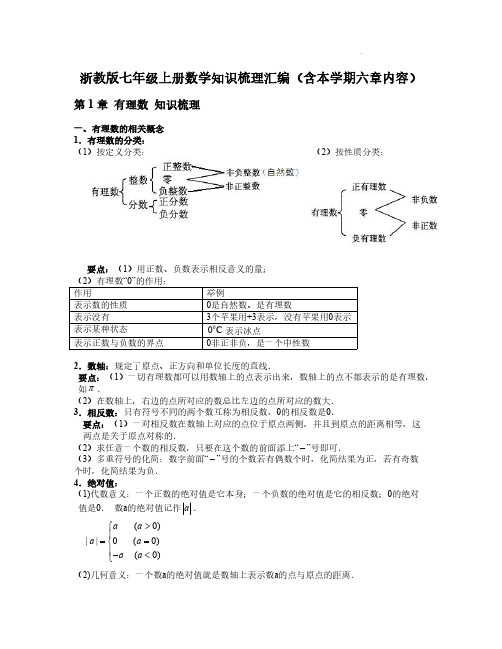 七上数学1-6章知识梳理-浙教版