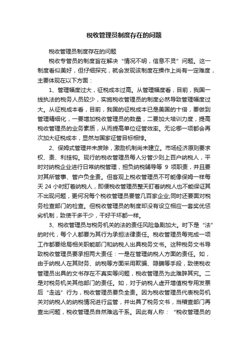 税收管理员制度存在的问题