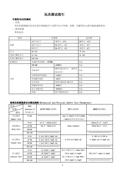 玩具测试指引