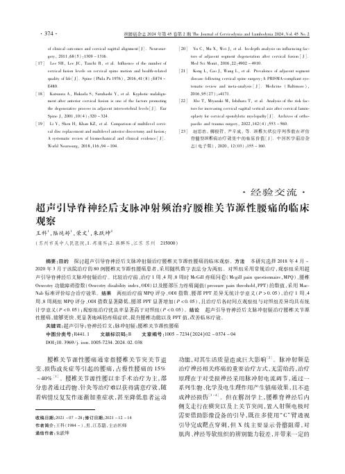 超声引导脊神经后支脉冲射频治疗腰椎关节源性腰痛的临床观察