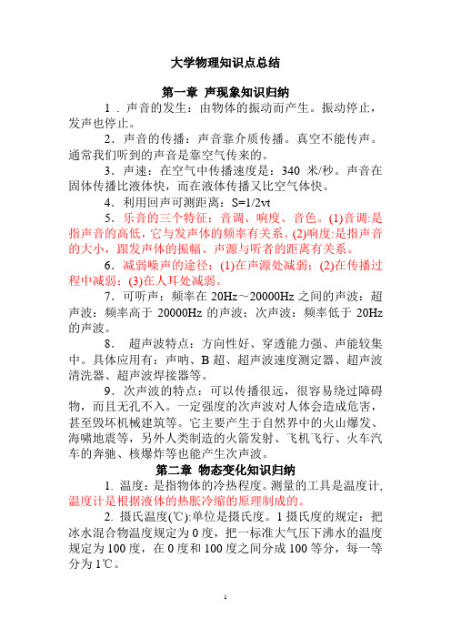 大学物理知识点总结