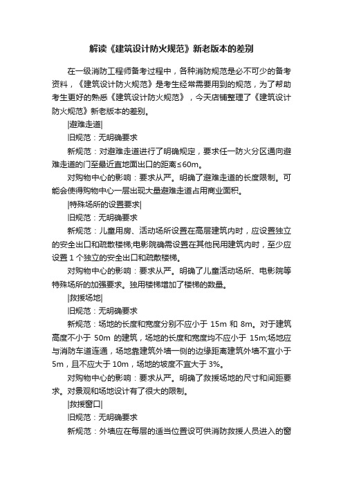 解读《建筑设计防火规范》新老版本的差别