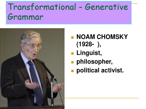 Chomsky and his Tg Grammar