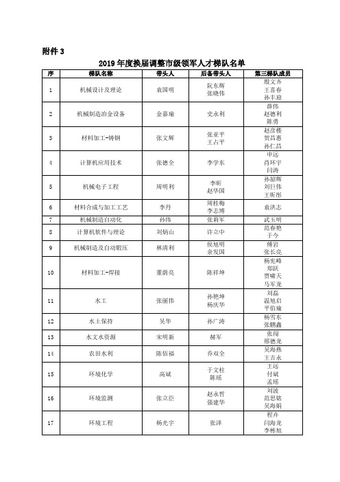 2019年度换届调整市级领军人才梯队名单.doc