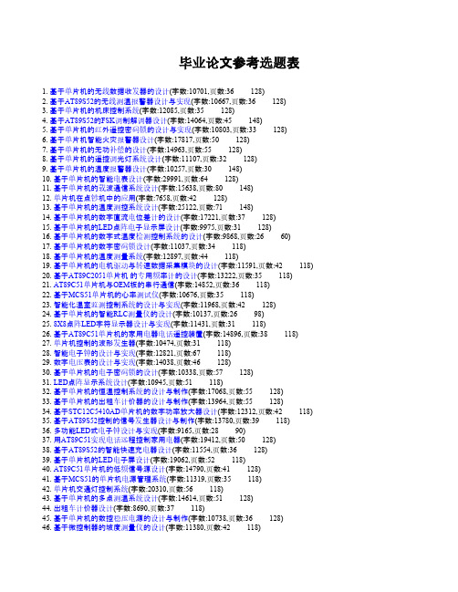 【VIP专享】单片机类毕业设计,论文范文,毕业论文参考选题表