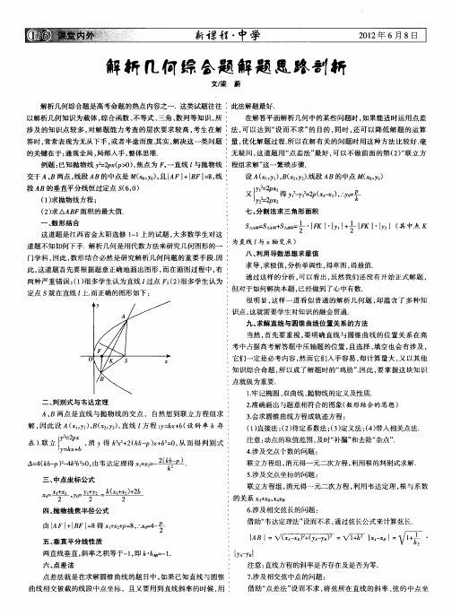 解析几何综合题解题思路剖析