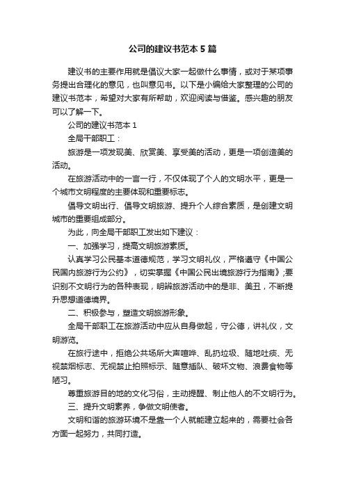 公司的建议书范本5篇