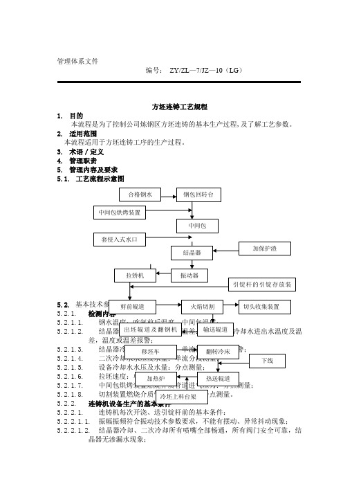 方坯连铸工艺规程10