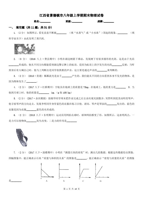 江西省景德镇市八年级上学期期末物理试卷