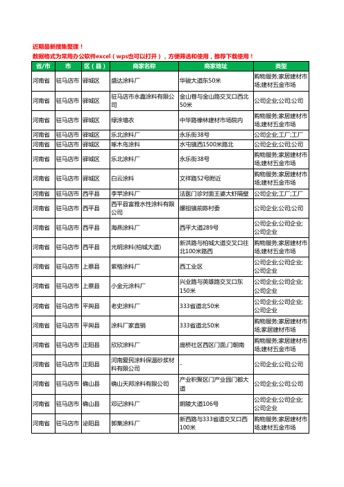 2020新版河南省驻马店市涂料有限公司工商企业公司商家名录名单黄页联系方式大全24家