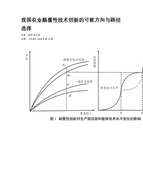 我国农业颠覆性技术创新的可能方向与路径选择