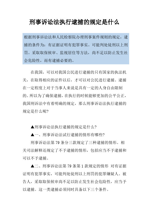 刑事诉讼法执行逮捕的规定是什么