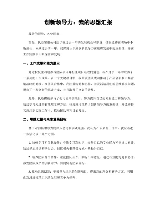 创新领导力：我的思想汇报