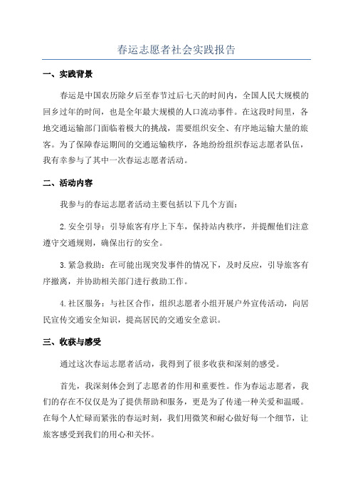 春运志愿者社会实践报告