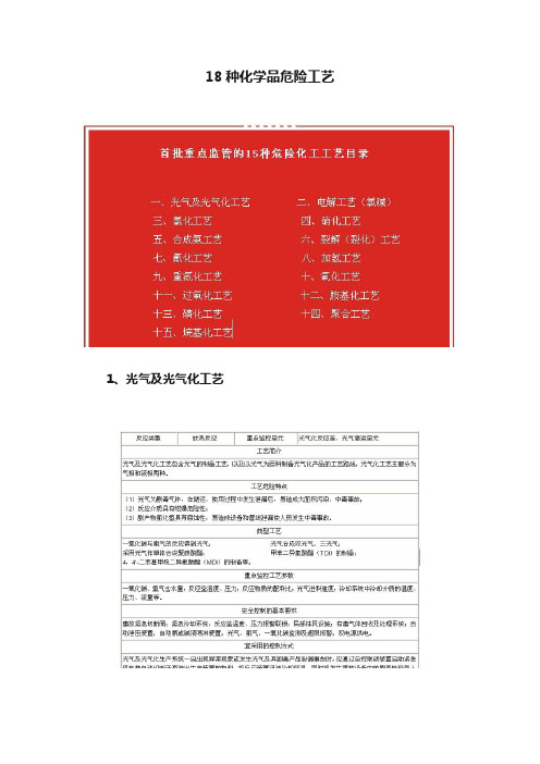 18种化学品危险工艺