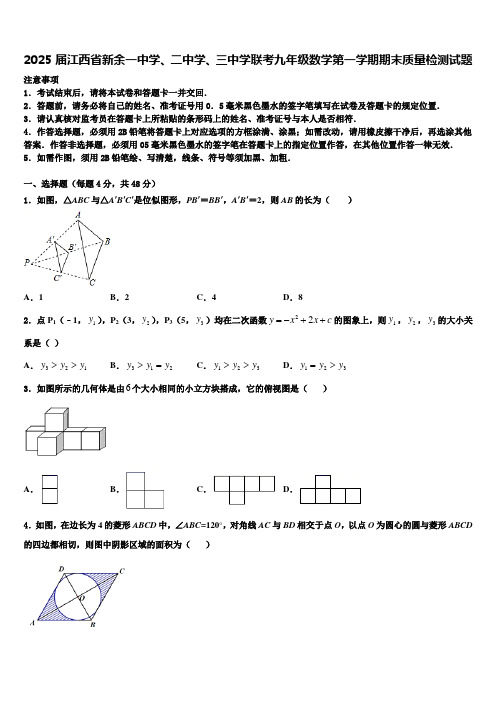 2025届江西省新余一中学、二中学、三中学联考九年级数学第一学期期末质量检测试题含解析