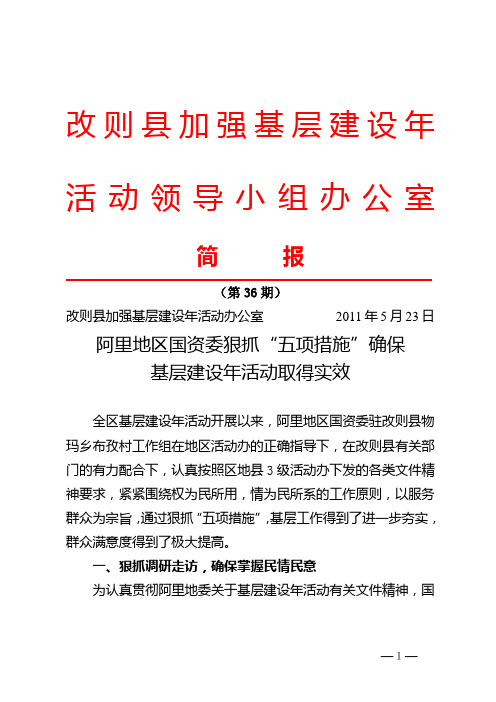 阿里地区国资委狠抓“五项措施”确保基层建设年活动取得实效