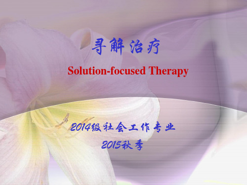 寻解治疗 Solution-focused Therapy