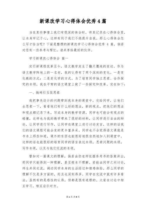 新课改学习心得体会优秀4篇