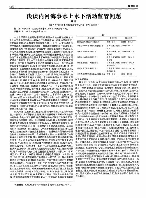 浅谈内河海事水上水下活动监管问题