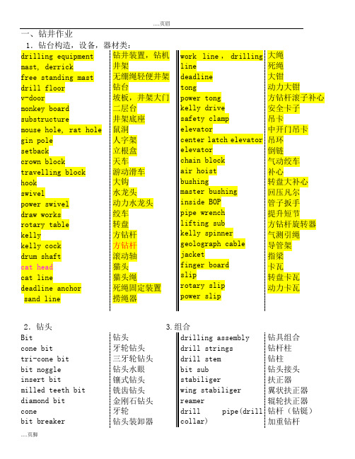 钻井术语英语对照