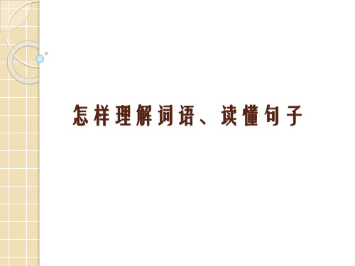 怎样理解词语、读懂句子