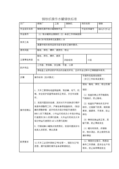 铸铁机操作水罐铸铁标准