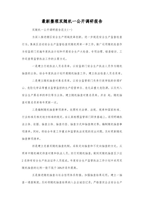 最新整理双随机一公开调研报告.docx