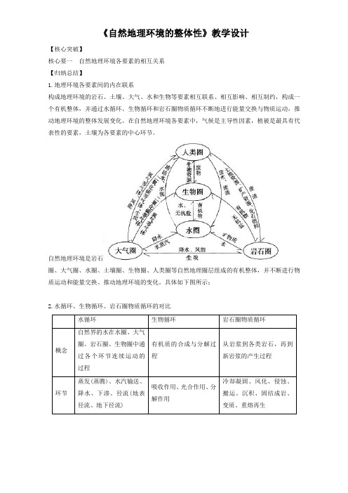 地理人教版一师一优课必修一教学设计：第五章 第一节《自然地理环境的整体性》4 Word版含答案