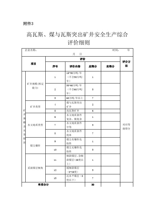 高瓦斯、煤与瓦斯突出矿井安全生产综合        评价细则