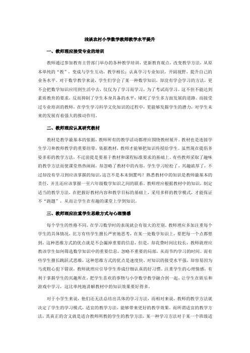 浅谈农村小学数学教师教学能力提升