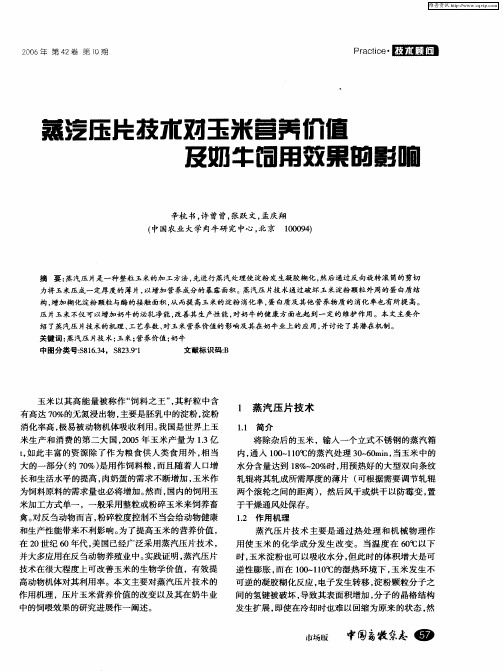 蒸汽压片技术对玉米营养价值及奶牛饲用效果的影响