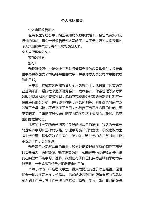 个人求职报告范文
