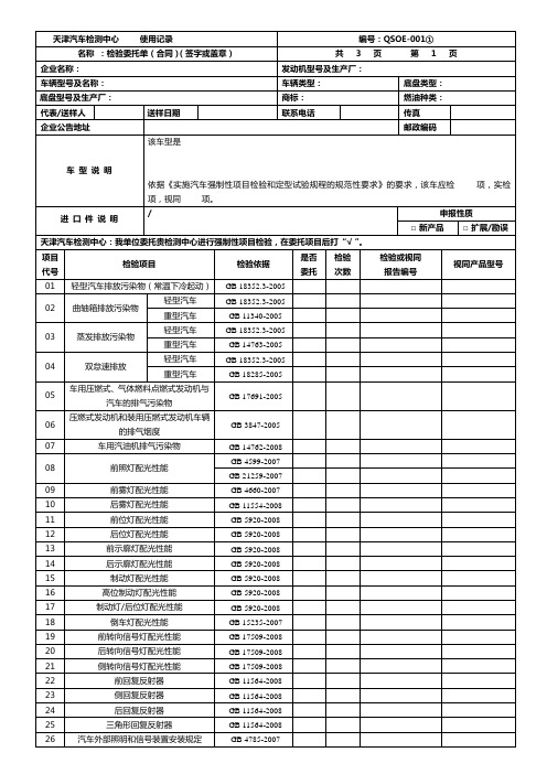 天津汽车检测中心 使用记录