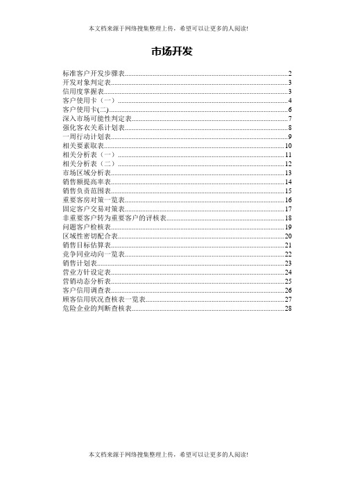 市场开发类表格(表格模板、DOC格式)