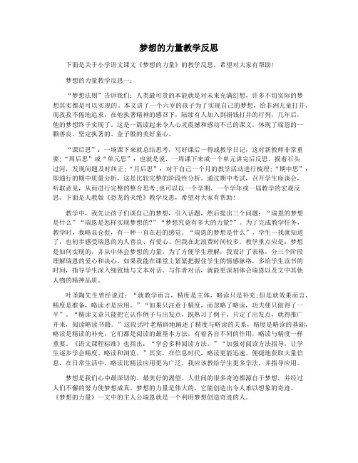 梦想的力量教学反思