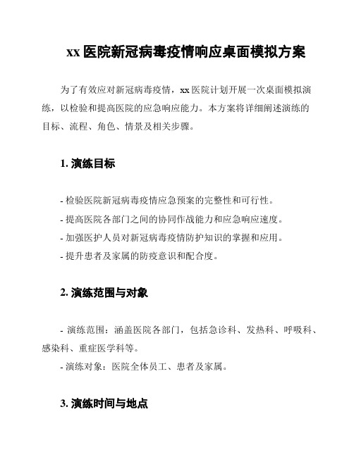 xx医院新冠病毒疫情响应桌面模拟方案