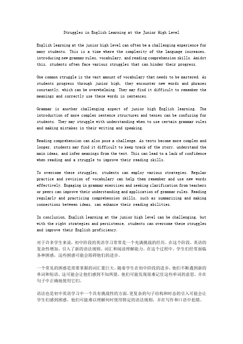 初中有关英语学习方面困惑的问题的英语作文