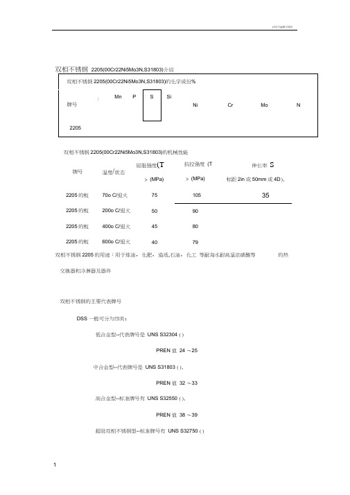 双相钢2205(S31803)介绍