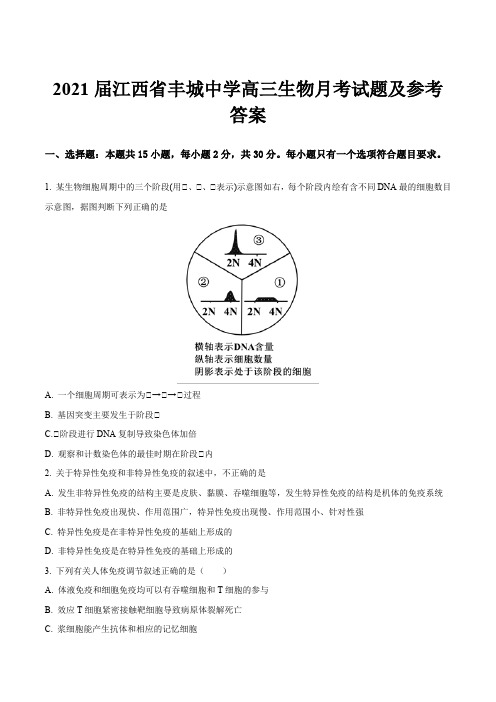 2021届江西省丰城中学高三生物月考试题及参考答案